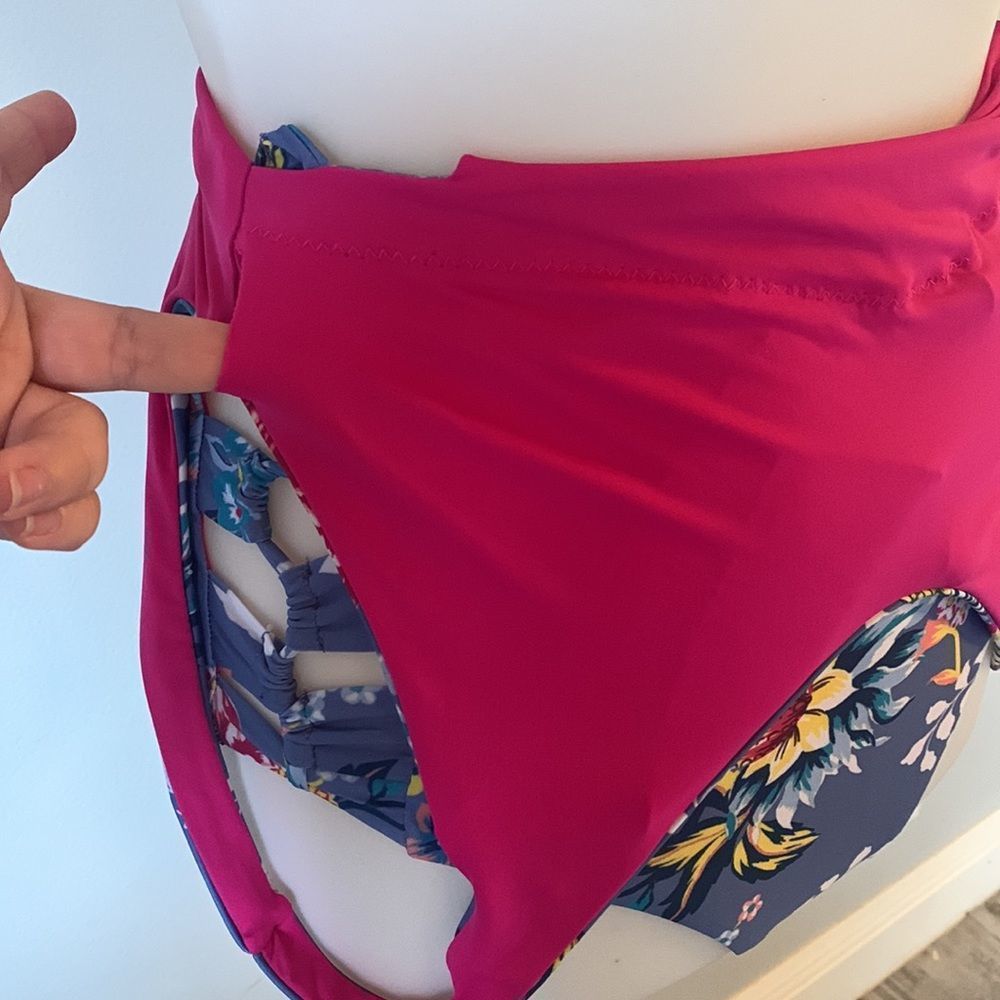 NWOT! Victoria's Secret Purple Floral Side Cut Outs  One Piece Swimsuit! - Picture 6 of 8